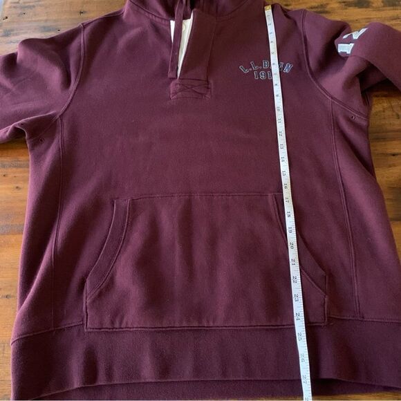 LL Bean 1912 Womens Pullover Hooded Sweatshirt Wine Sz M - Picture 9 of 10